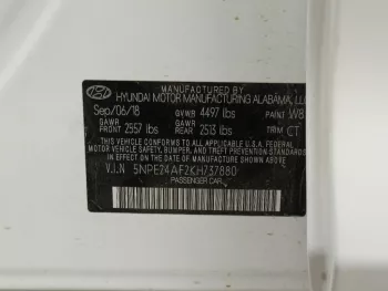 HYUNDAI SONATA 2019 WHITE 25250KM 2.4L USA / EXPORT ONLY