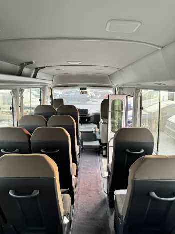 2024 Toyota Coaster 4.0L Diesel 23 seater 2024 with cool box, luggage rack, and curtains