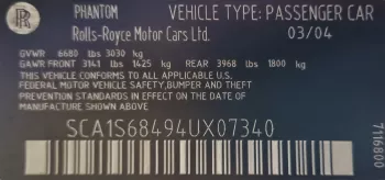 Rolls-Royce Phantom Japanese Specs 2004 Model Year White Color
