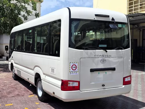 Toyota Coaster 23 Seater 2.7L Petrol 2026 Model Year White Color Exterior
