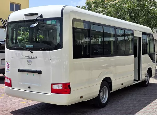 Toyota Coaster 23 Seater 2.7L Petrol 2026 Model Year White Color Exterior