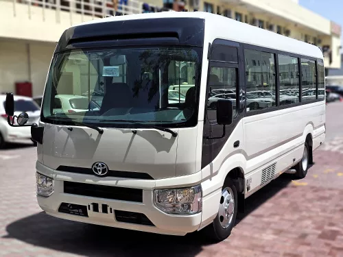 Toyota Coaster 23 Seater 2.7L Petrol 2026 Model Year White Color Exterior